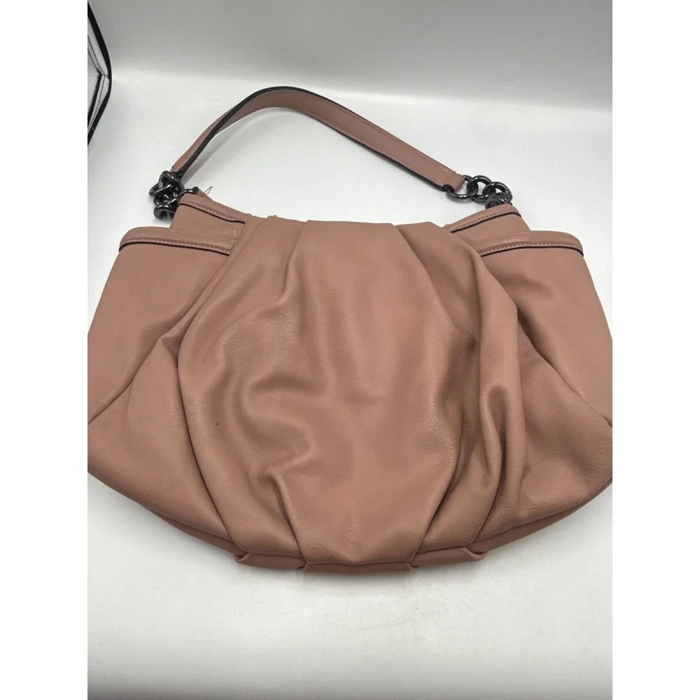 Simply Vera Vera Wang Dusty Rose Pink Pleated Hobo Shoulder Bag Gunmetal Chain